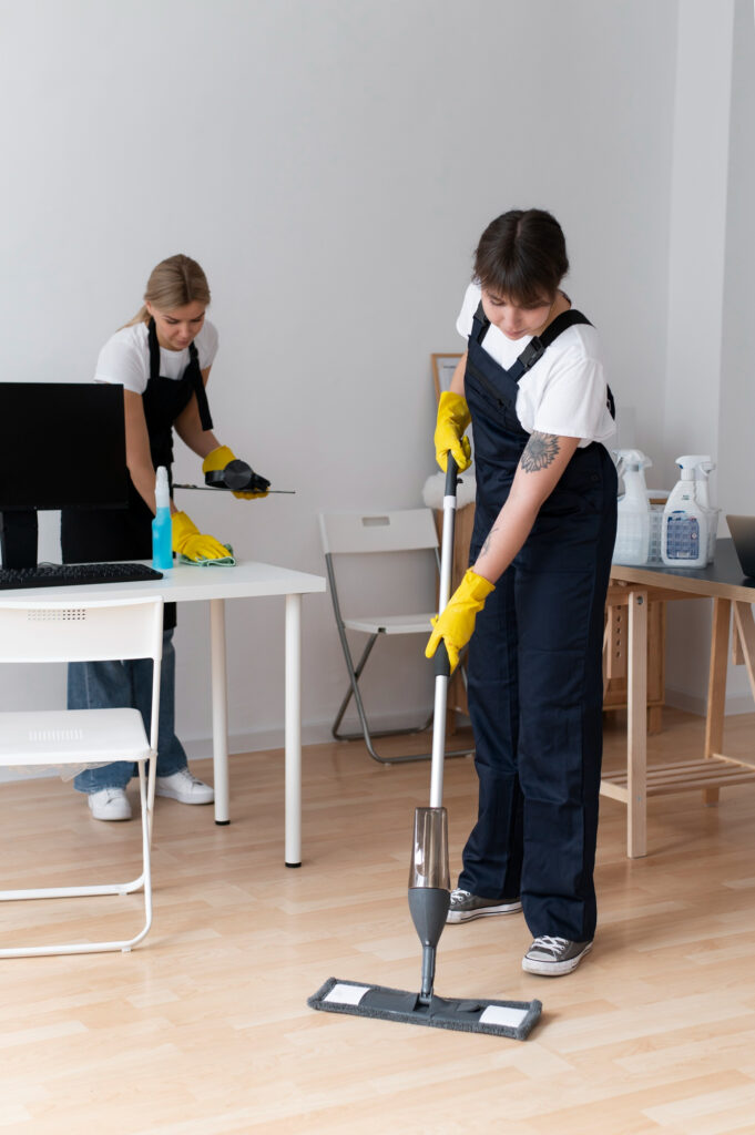 people taking care office cleaning